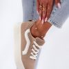 Beige Sport Shoes in Women`s Athletic Shoes, Trainers, Sneakers with Fabric, Footbed, Upper Height and Platform Height