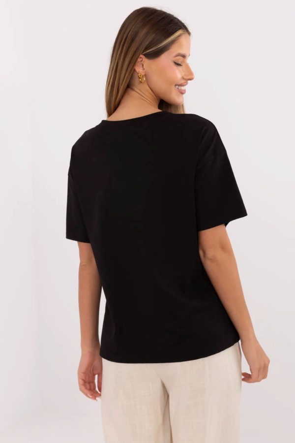 black T-shirt model 213257 Italy Moda