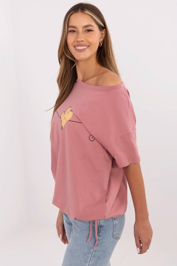 Pink T-shirt in Women`s Tops, T-shirts, Singlets with Cotton and Spandex
