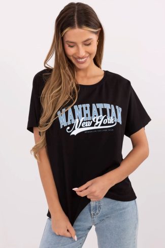 Black T-shirt in Women`s Tops, T-shirts, Singlets with Cotton and Spandex