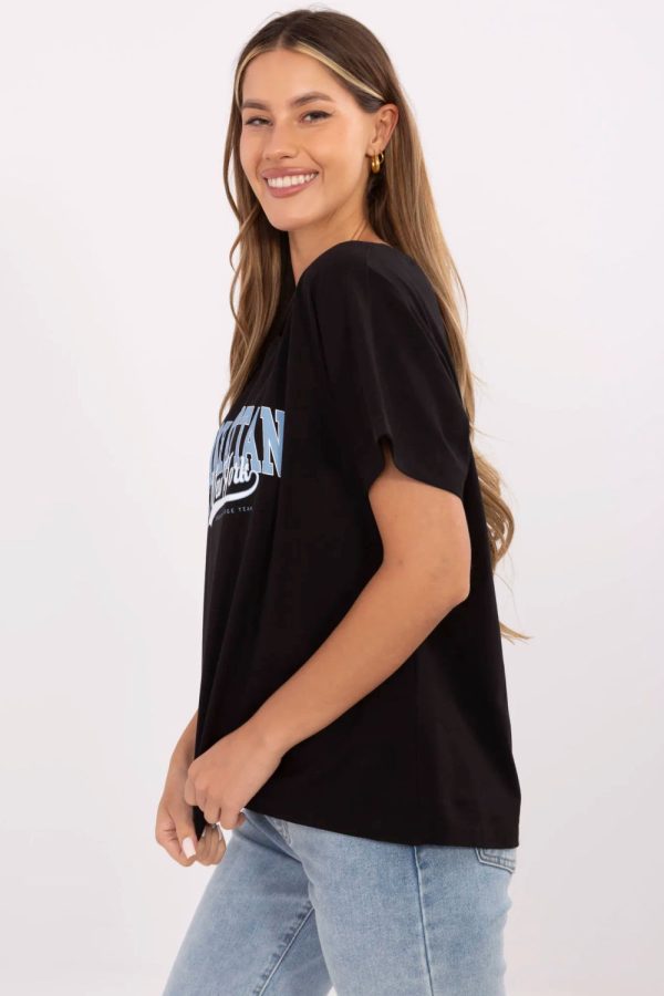 Black T-shirt in Women`s Tops, T-shirts, Singlets with Cotton and Spandex