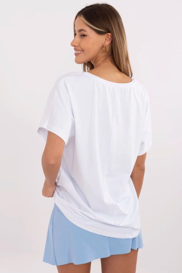 White T-shirt in Women`s Tops, T-shirts, Singlets with Cotton and Spandex