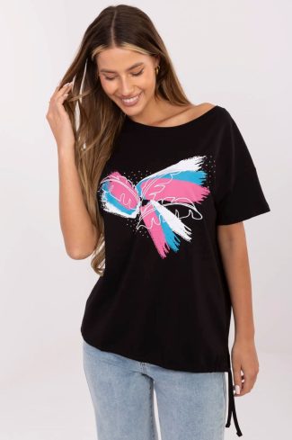 Black T-shirt in Women`s Tops, T-shirts, Singlets with Cotton and Spandex