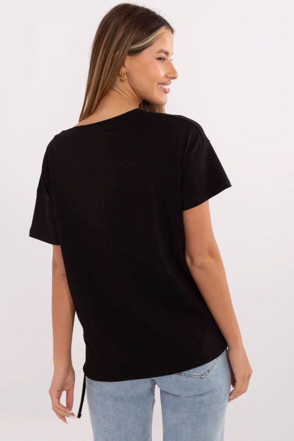 Black T-shirt in Women`s Tops, T-shirts, Singlets with Cotton and Spandex