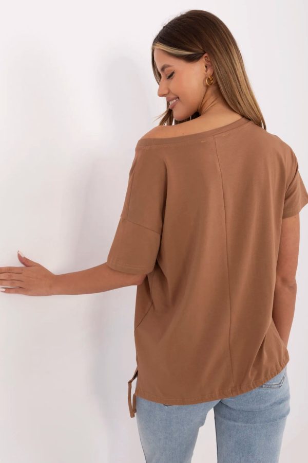 Brown T-shirt in Women`s Tops, T-shirts, Singlets with Cotton and Spandex