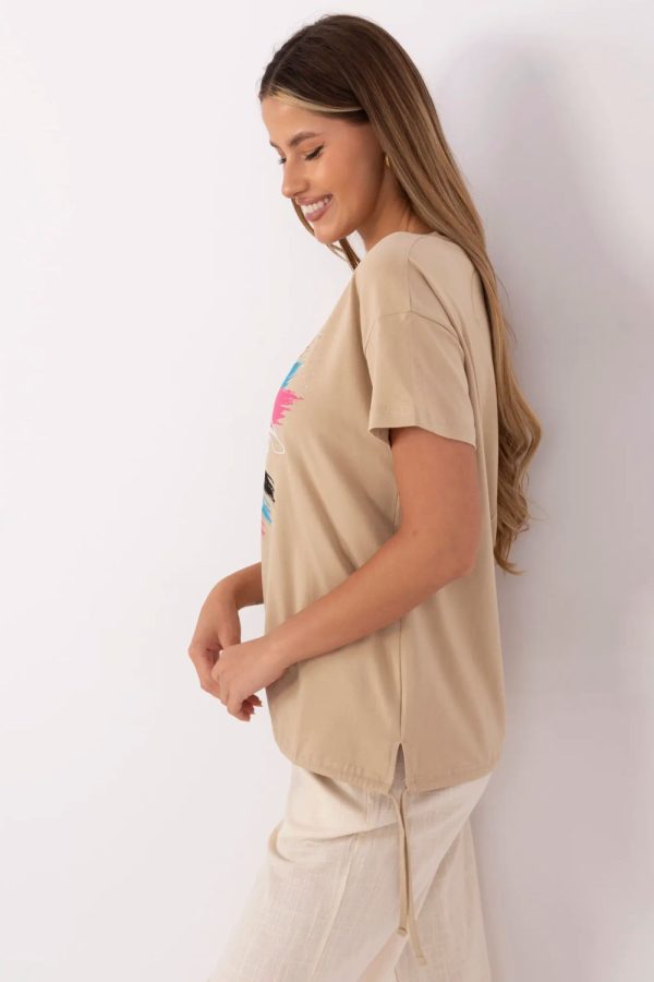 Brown T-shirt in Women`s Tops, T-shirts, Singlets with Cotton and Spandex