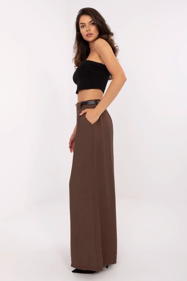 Brown Women Trousers in Pants, Trousers, Shorts with Nylon and Viscose