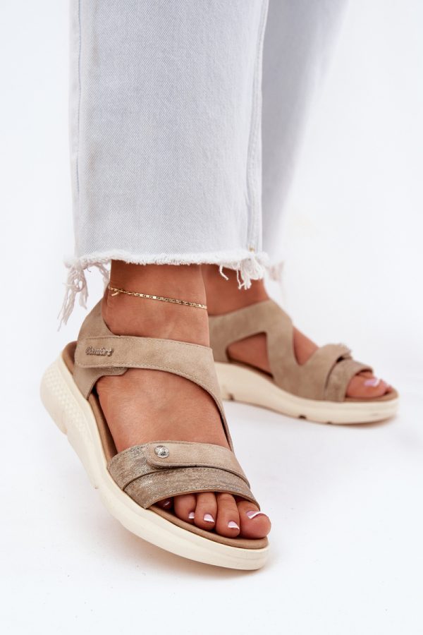 Beige Sandals in Sandals & Flip-Flops For Women with Fabric, Footbed and Heel Height