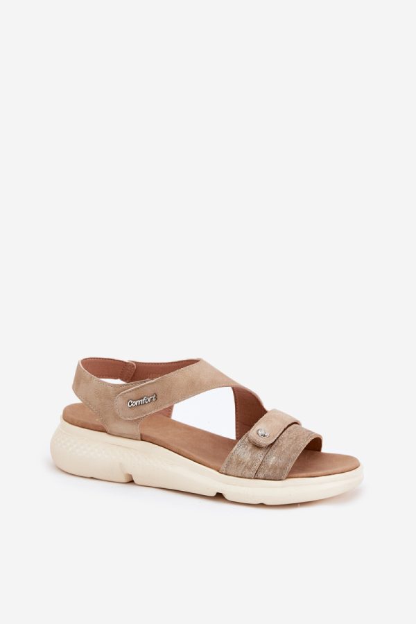 Beige Sandals in Sandals & Flip-Flops For Women with Fabric, Footbed and Heel Height
