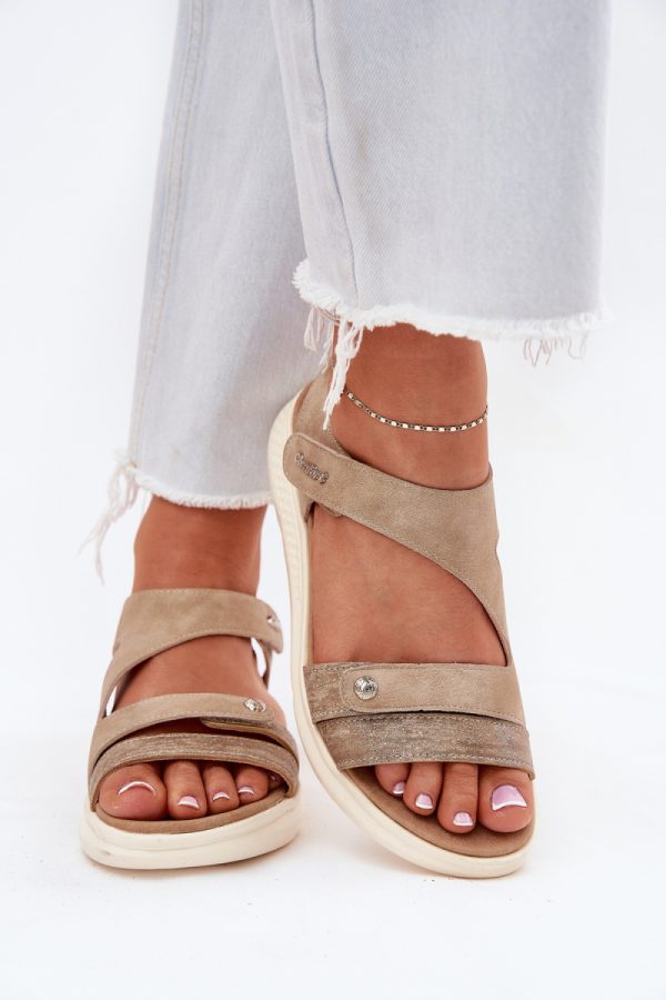 Beige Sandals in Sandals & Flip-Flops For Women with Fabric, Footbed and Heel Height