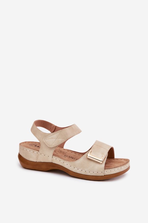 Beige Sandals in Sandals & Flip-Flops For Women with Fabric, Footbed and Heel Height