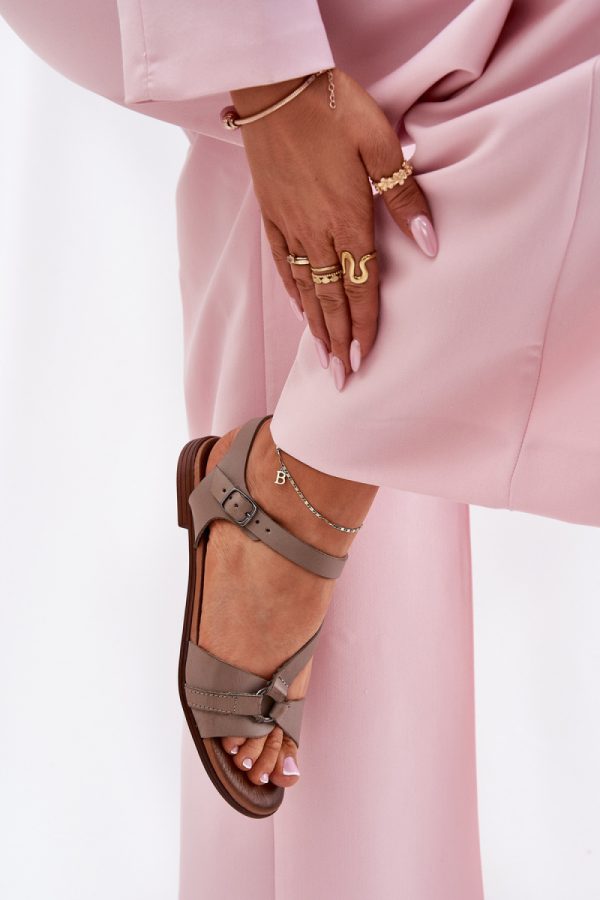 Beige Sandals in Sandals & Flip-Flops For Women with Fabric, Footbed and Heel Height