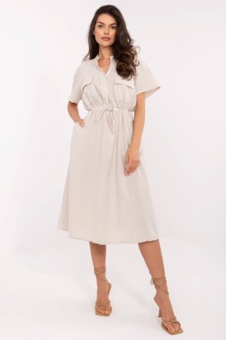 Beige Daydress in Day Dresses with Cotton