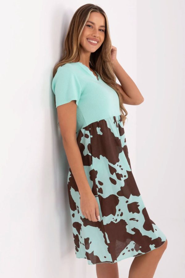 Green Daydress in Day Dresses with Cotton and Spandex