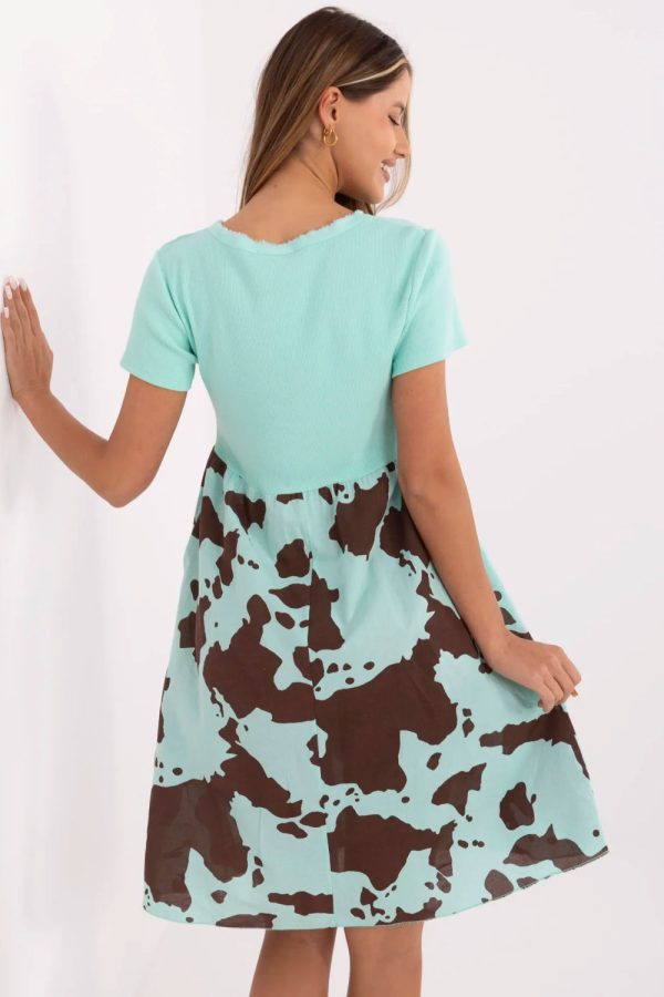 Green Daydress in Day Dresses with Cotton and Spandex