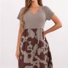 Beige Daydress in Day Dresses with Cotton and Spandex