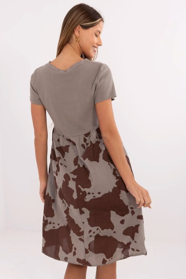 Beige Daydress in Day Dresses with Cotton and Spandex