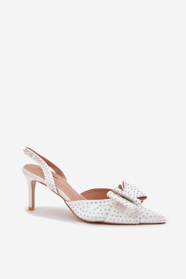 White High Heels in High Heels with Fabric, Footbed and Heel Height