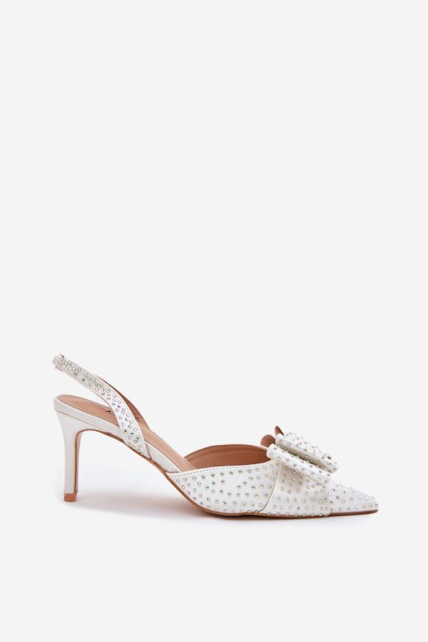 White High Heels in High Heels with Fabric, Footbed and Heel Height
