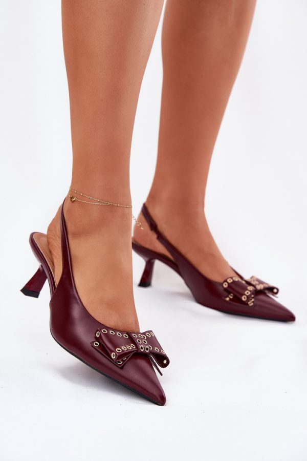 Red Heel Pumps in Court Shoes, Pumps Shoes with Fabric, Footbed and Heel Height