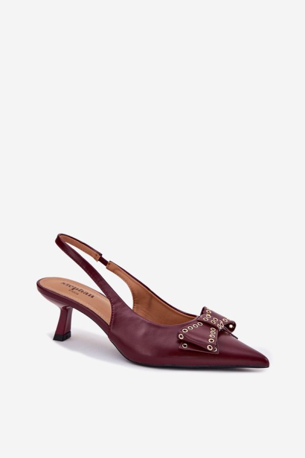 Red Heel Pumps in Court Shoes, Pumps Shoes with Fabric, Footbed and Heel Height