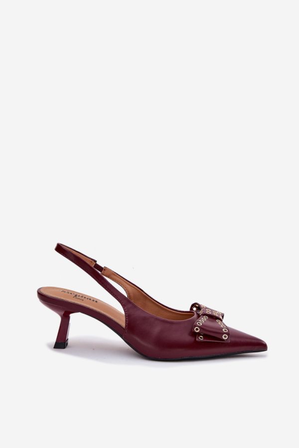 Red Heel Pumps in Court Shoes, Pumps Shoes with Fabric, Footbed and Heel Height