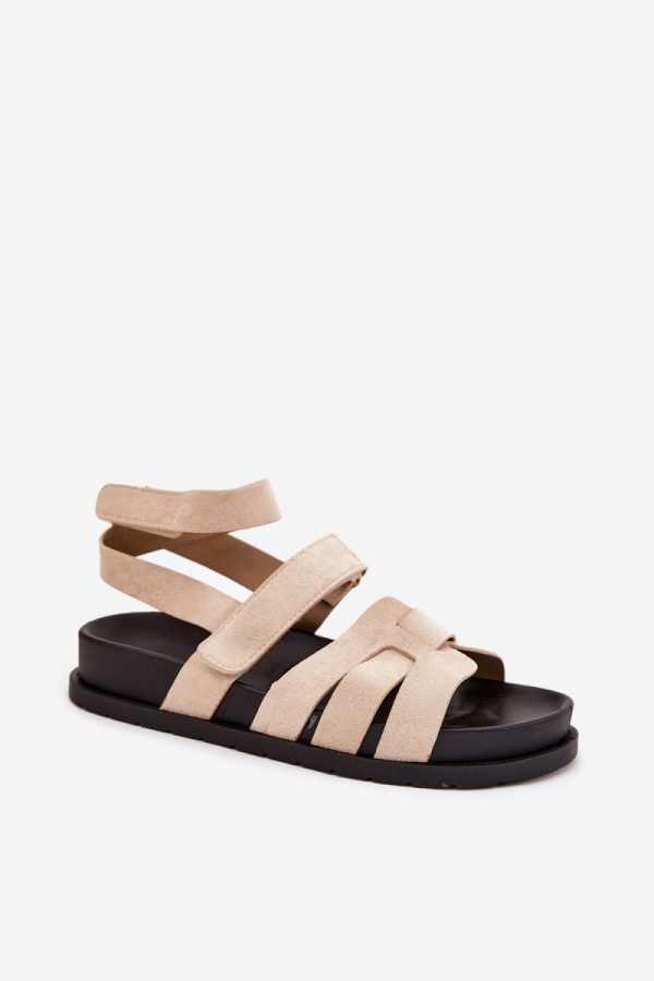 Beige Sandals in Sandals & Flip-Flops For Women with Fabric, Footbed and Platform Height
