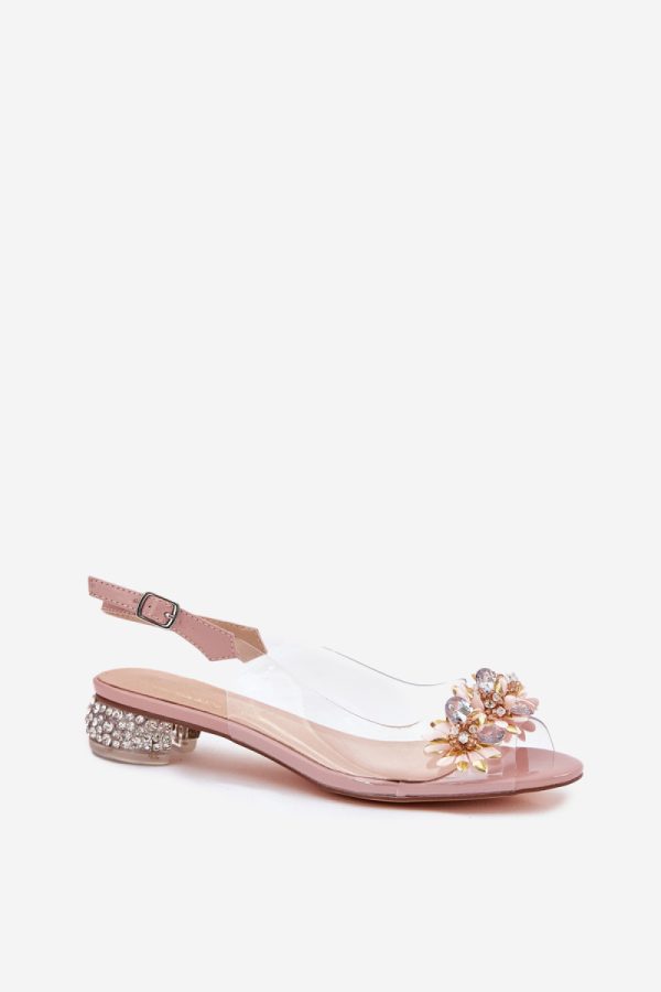 Pink Heel Sandals in Sandals & Flip-Flops For Women with Fabric, Footbed and Heel Height