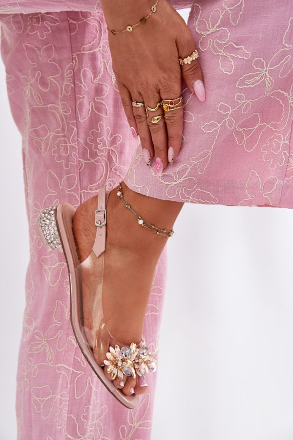 Pink Heel Sandals in Sandals & Flip-Flops For Women with Fabric, Footbed and Heel Height