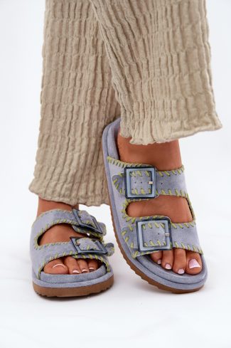 Blue Flip-flops in Sandals & Flip-Flops For Women with Fabric, Footbed and Platform Height