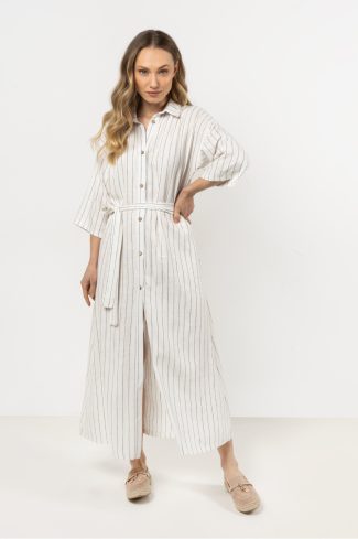 Beige Daydress in Day Dresses with Len and Viscose