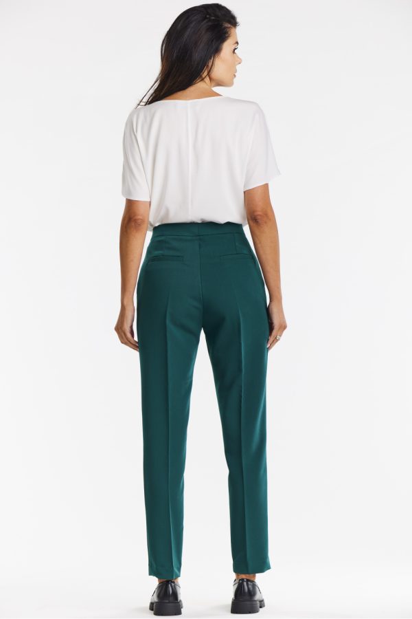 Green Women Trousers in Pants, Trousers, Shorts with Spandex, Polyester and Viscose