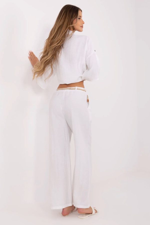 White Women Trousers in Pants, Trousers, Shorts with Len and Viscose