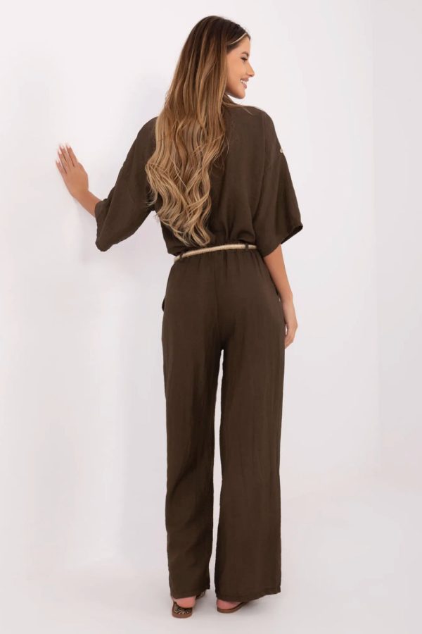 Brown Women Trousers in Pants, Trousers, Shorts with Len and Viscose
