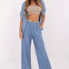 Blue Women Trousers in Pants, Trousers, Shorts with Len and Viscose