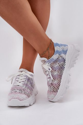 Multicolor Sport Shoes in Women`s Athletic Shoes, Trainers, Sneakers with Fabric, Footbed, Upper Height and Platform Height