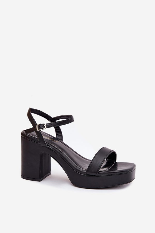 Black Heel Sandals in Sandals & Flip-Flops For Women with Fabric, Footbed and Heel Height