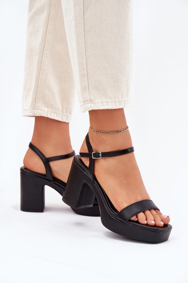 Black Heel Sandals in Sandals & Flip-Flops For Women with Fabric, Footbed and Heel Height