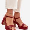 Red Heel Sandals in Sandals & Flip-Flops For Women with Fabric, Footbed and Heel Height