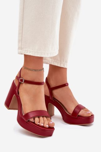 Red Heel Sandals in Sandals & Flip-Flops For Women with Fabric, Footbed and Heel Height