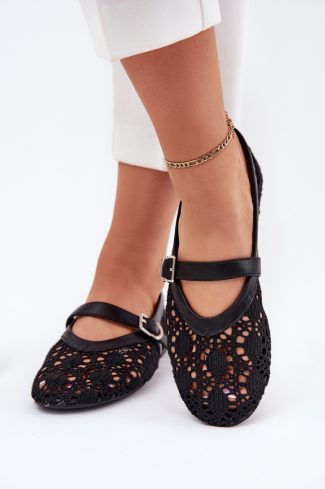 Black Ballet Flats in Ballet Flats, Ballet Pumps For Women with Fabric, Footbed and Heel Height