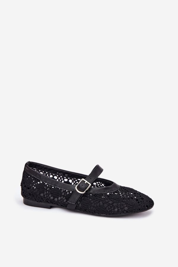 Black Ballet Flats in Ballet Flats, Ballet Pumps For Women with Fabric, Footbed and Heel Height