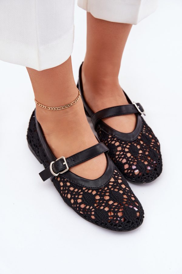 Black Ballet Flats in Ballet Flats, Ballet Pumps For Women with Fabric, Footbed and Heel Height