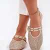 Beige Ballet Flats in Ballet Flats, Ballet Pumps For Women with Fabric, Footbed and Heel Height