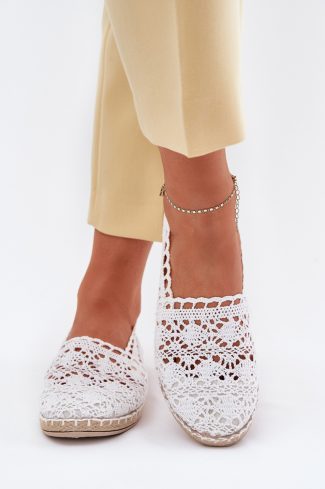 White Espadrille in Ballet Flats, Ballet Pumps For Women with Fabric, Footbed, Upper Height and Sole Height