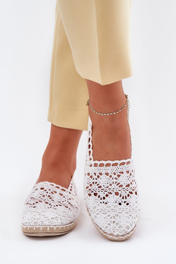 White Espadrille in Ballet Flats, Ballet Pumps For Women with Fabric, Footbed, Upper Height and Sole Height