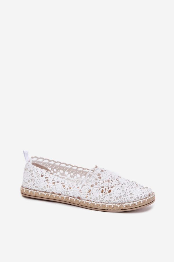 White Espadrille in Ballet Flats, Ballet Pumps For Women with Fabric, Footbed, Upper Height and Sole Height