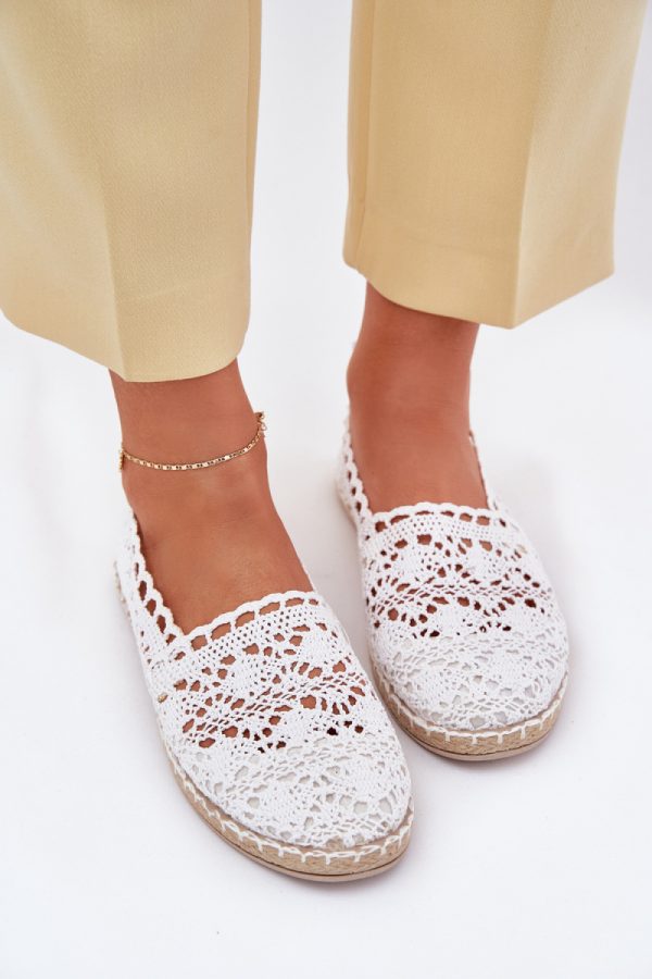 White Espadrille in Ballet Flats, Ballet Pumps For Women with Fabric, Footbed, Upper Height and Sole Height