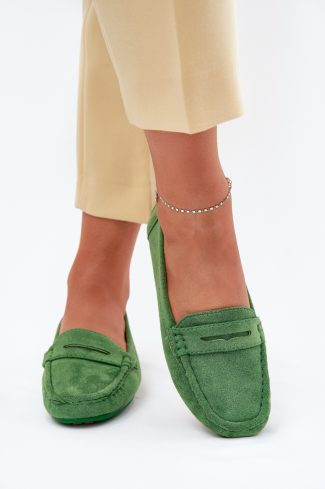 Green Mocassin in Moccasins, Loafers with Fabric, Footbed, Upper Height and Sole Height