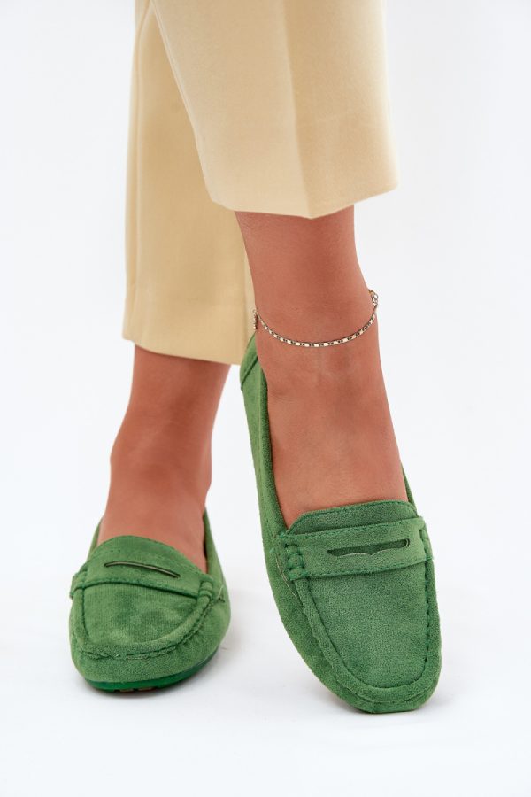 Green Mocassin in Moccasins, Loafers with Fabric, Footbed, Upper Height and Sole Height